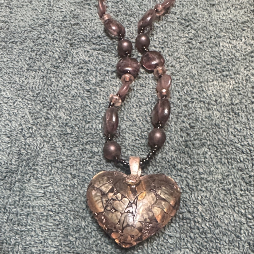 Chic Bronze Heart Pendant Necklace 8”without 2”Ext.